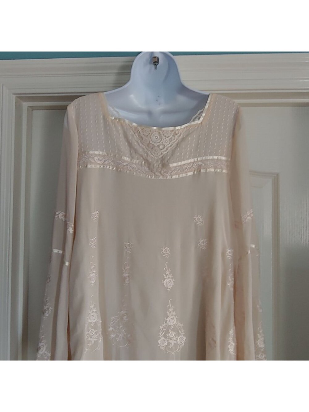 Free People Embroidered Dress Fairycore Festival Romantic Boho Ethereal M - Picture 14 of 15